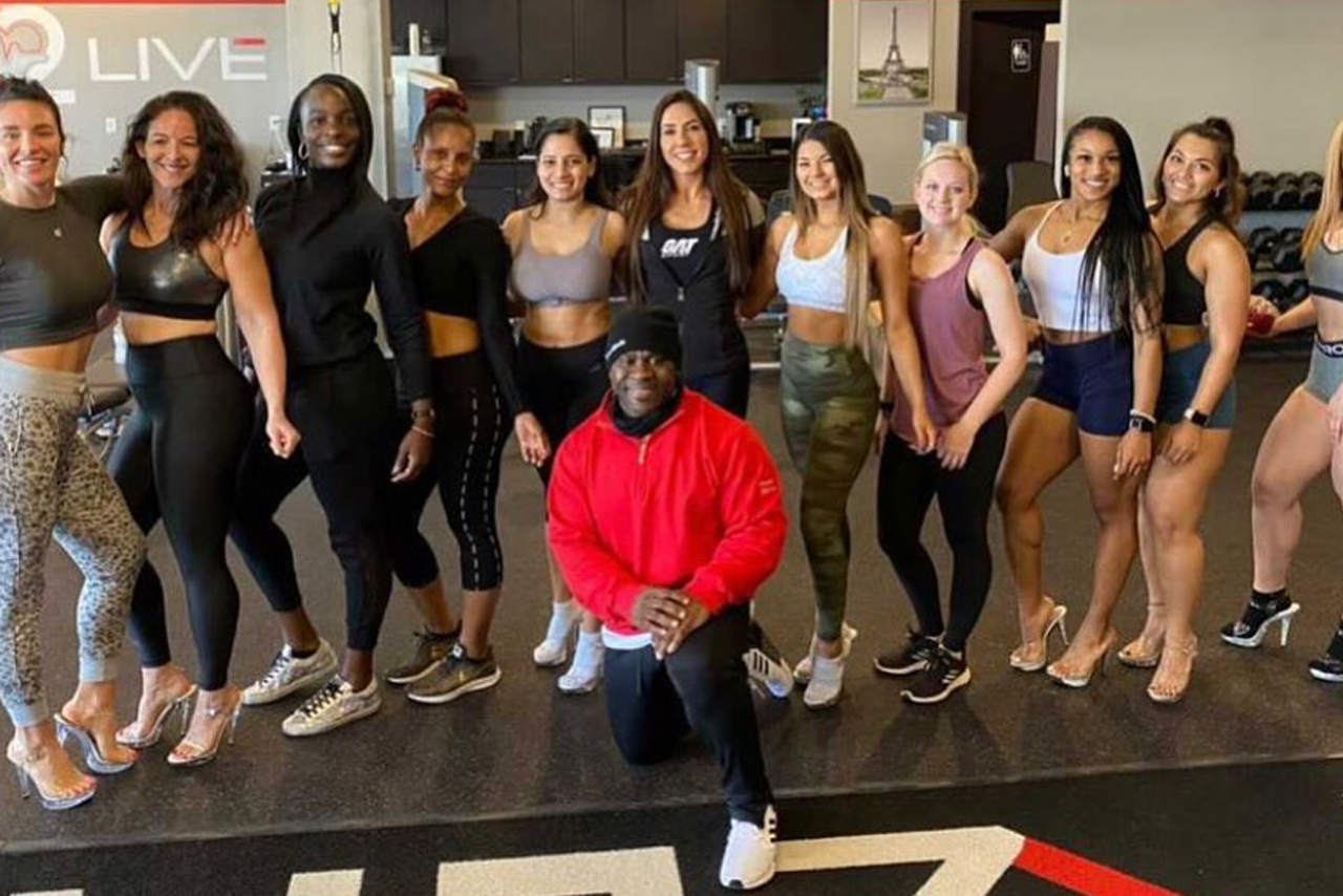 John Sherman with a group of Fit 2 Live clients on the studio floor